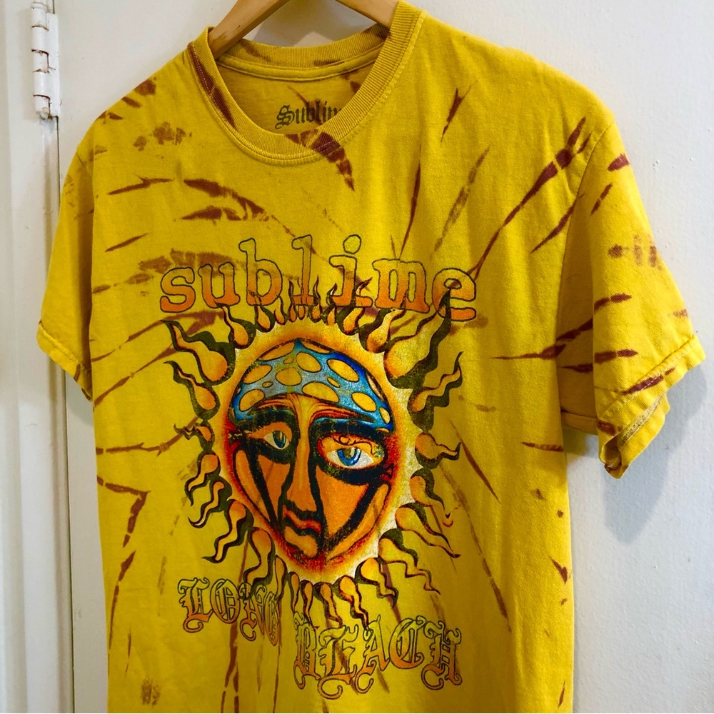 Sublime Short Sleeve Tie-Dye T-Shirt Flaming Sun Mushroom Long Beach Size Small. - Picture 9 of 12